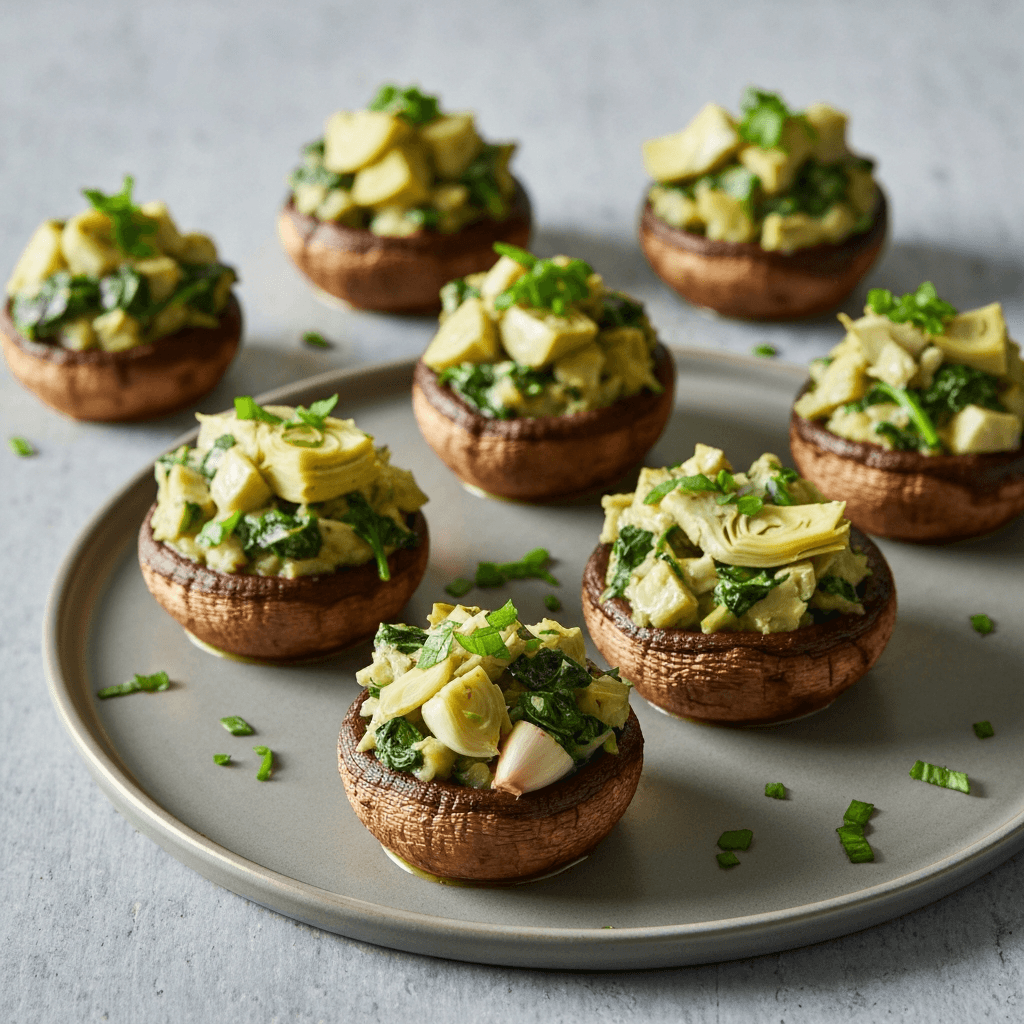 Dairy-Free Spinach and Artichoke Stuffed Mushrooms