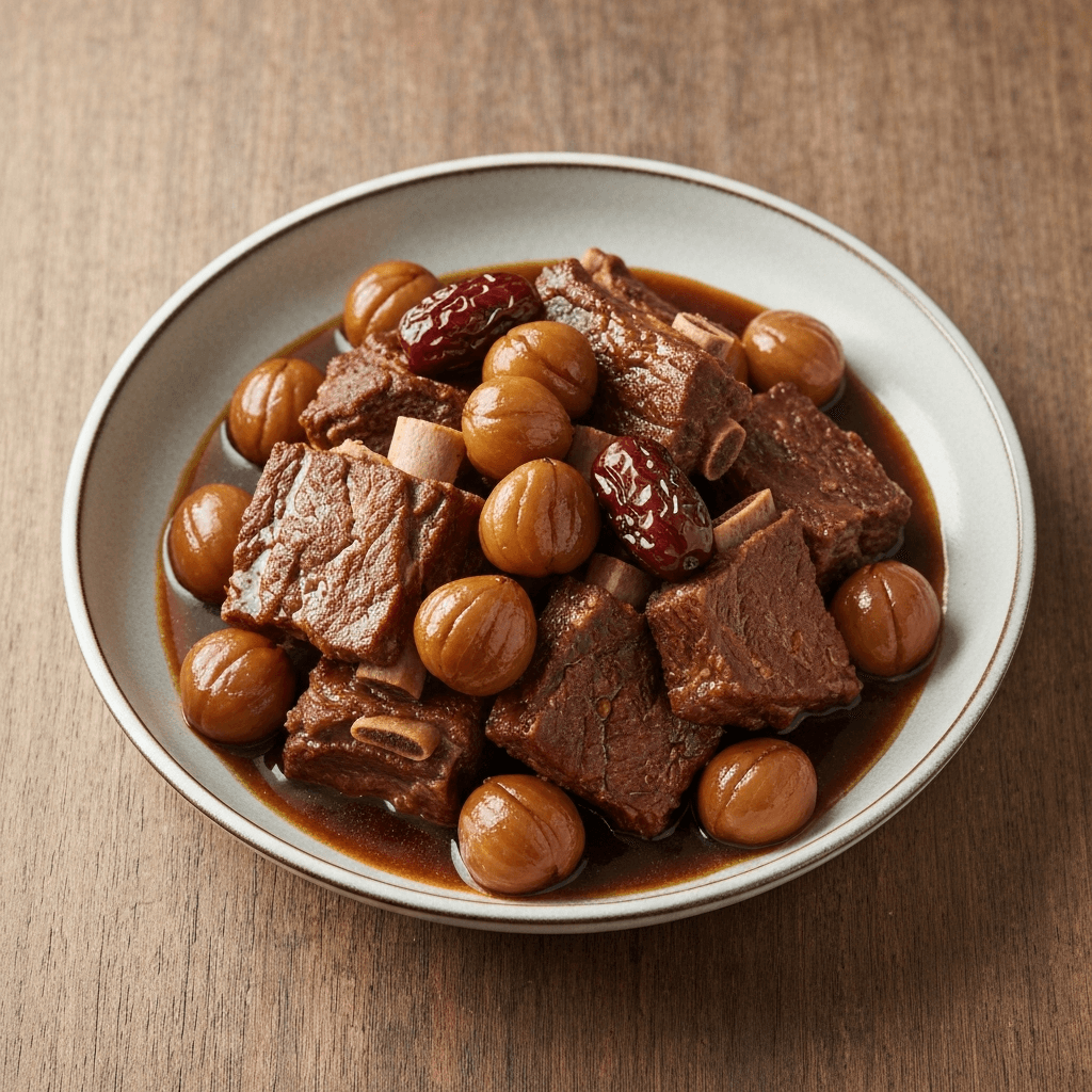 Korean Braised Short Ribs (Galbi Jjim) with Chestnuts and Dates
