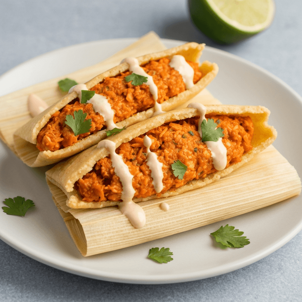 Spicy Tuna Tamales with Sriracha Mayo