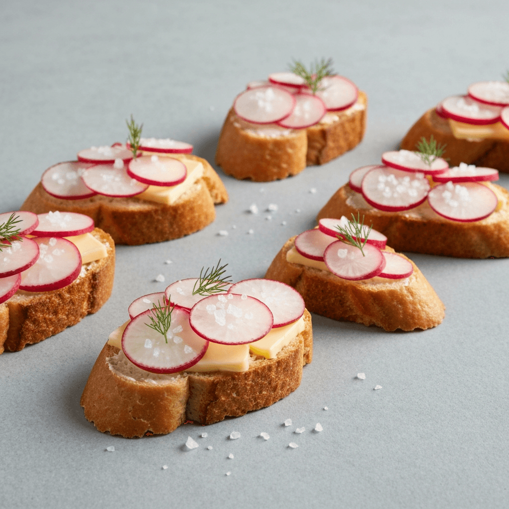 French Radish and Butter Tartines with Sea Salt