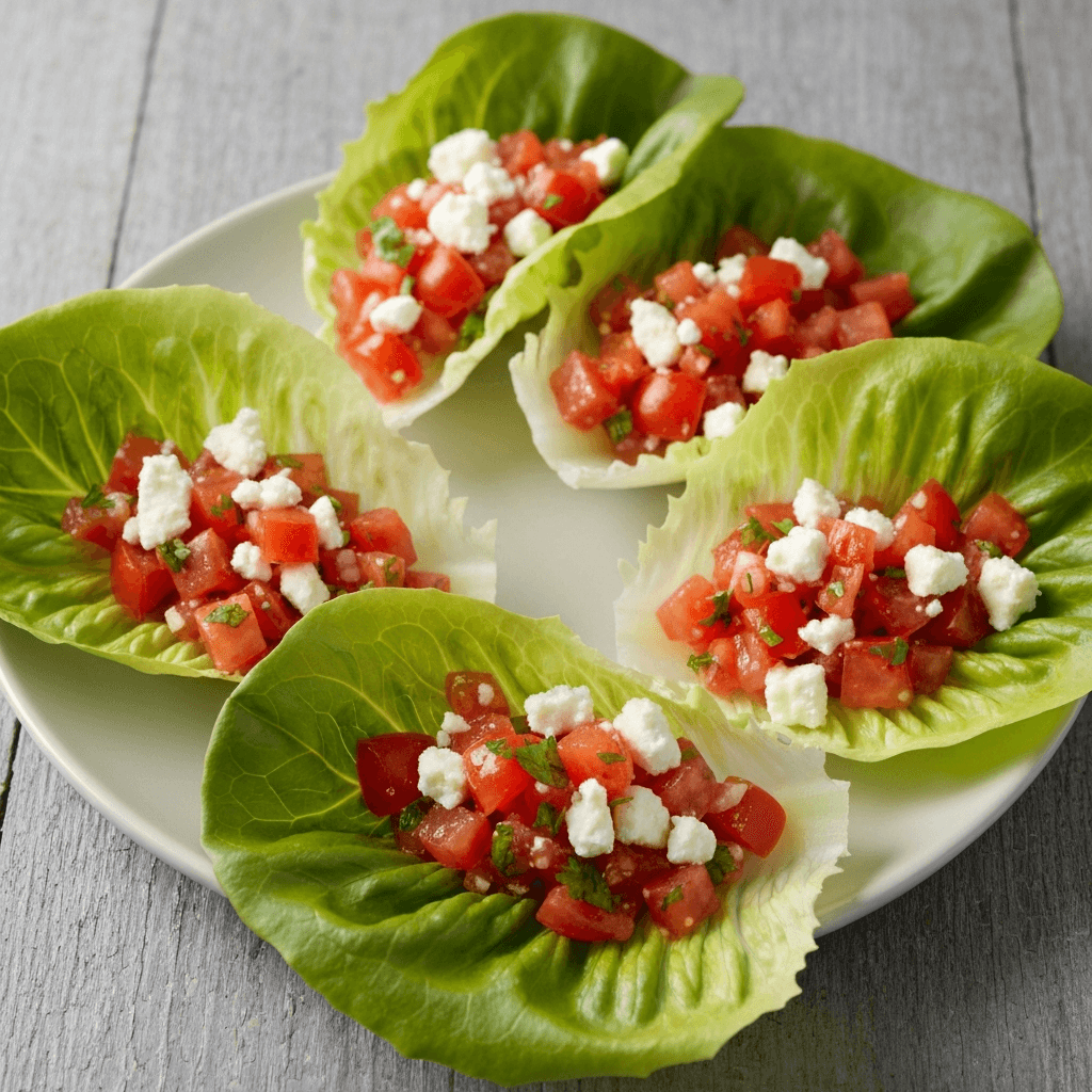 Mediterranean Lettuce Wraps with Tomato-Feta Filling