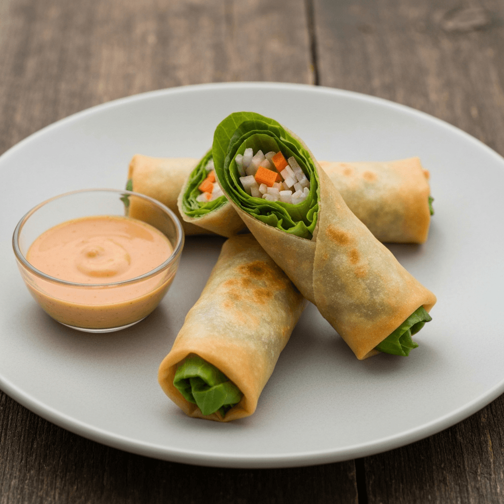 Gado-Gado Spring Rolls with Peanut Dipping Sauce