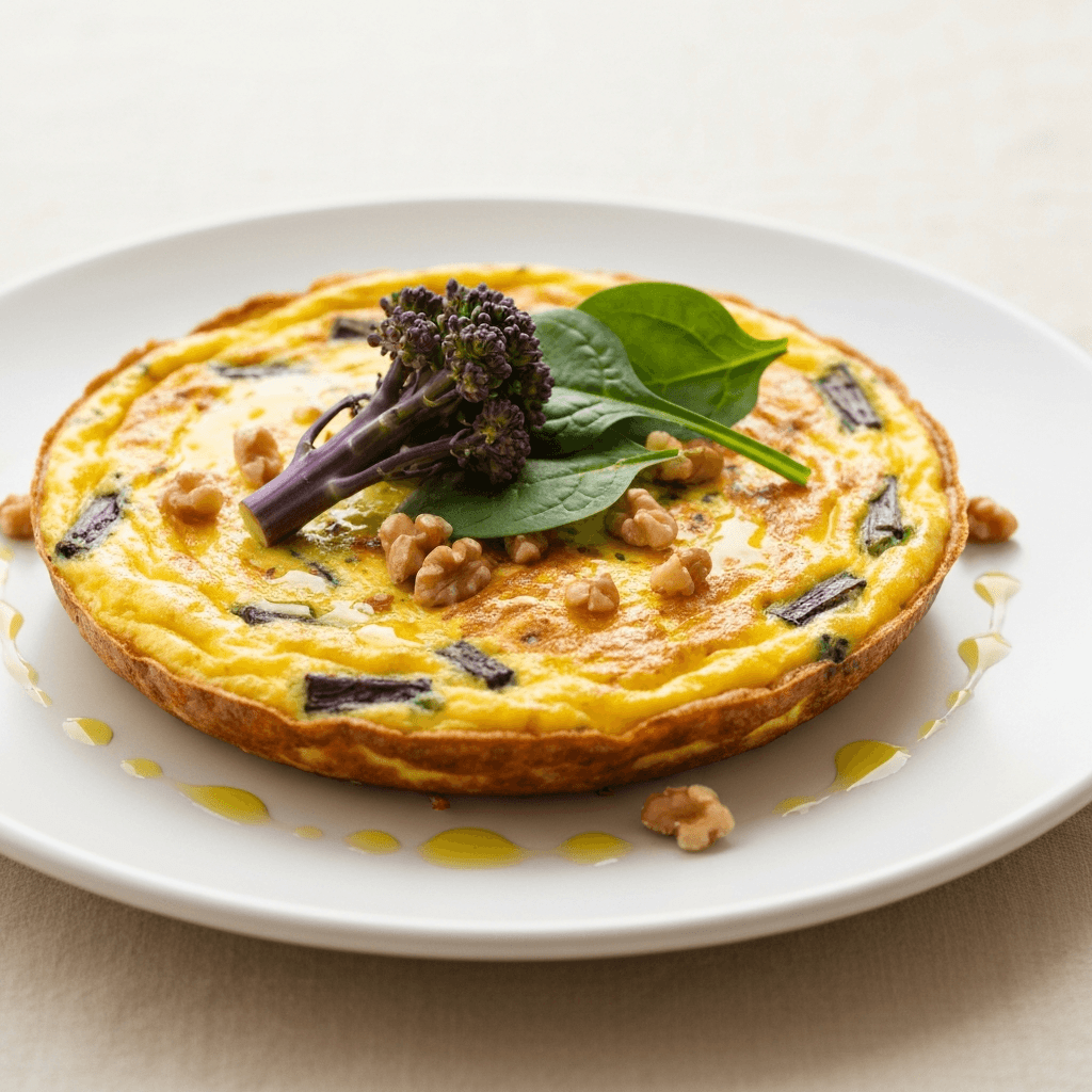 Purple Sprouting Broccoli and Spinach Frittata
