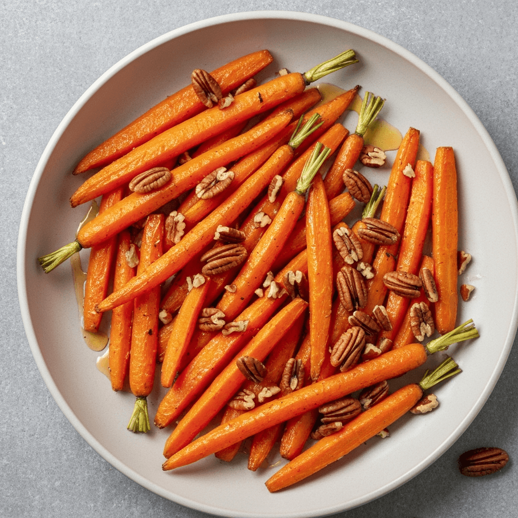 Honey-Glazed Baked Carrots with Cinnamon and Pecans