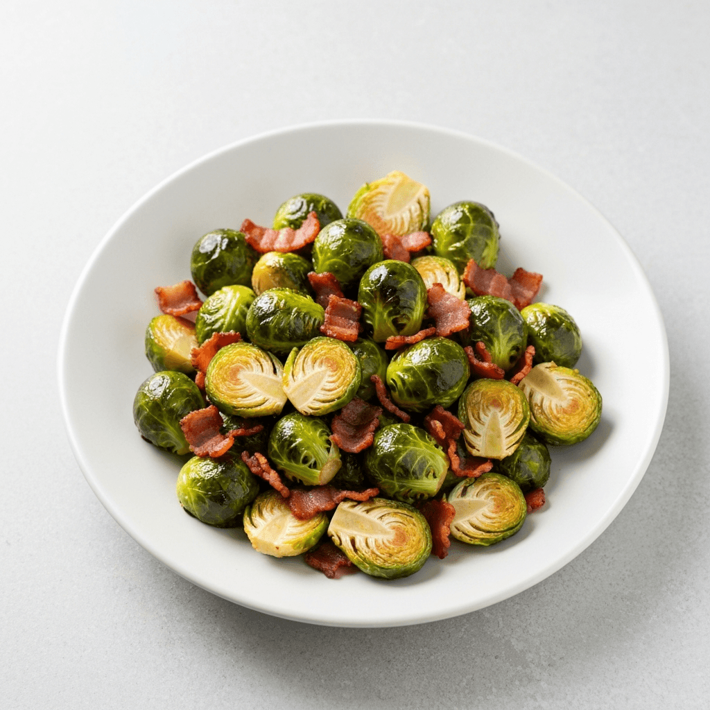 Roasted Brussels Sprouts with Bacon and Balsamic Glaze