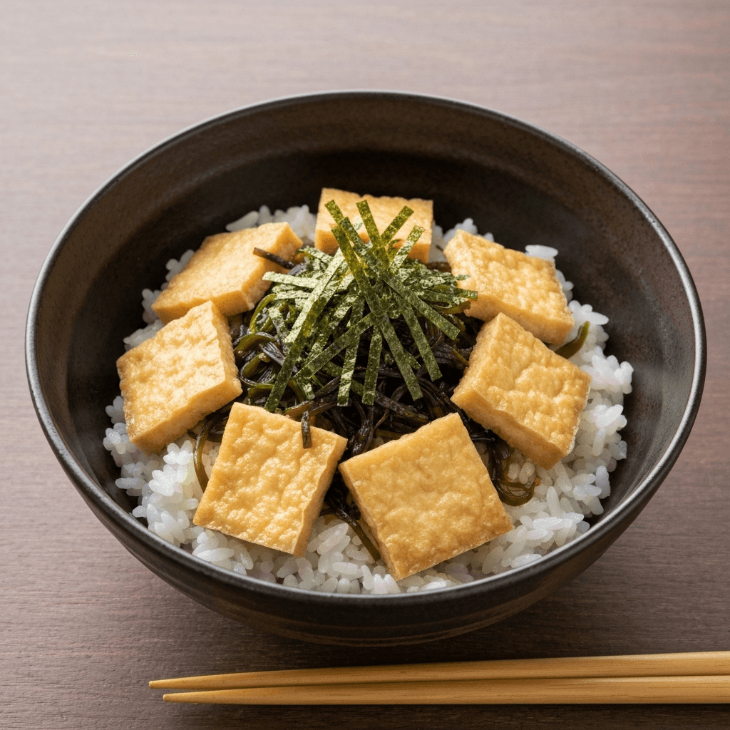 Seaweed and Tofu Rice Bowl (Nori & Agedashi Tofu Donburi)