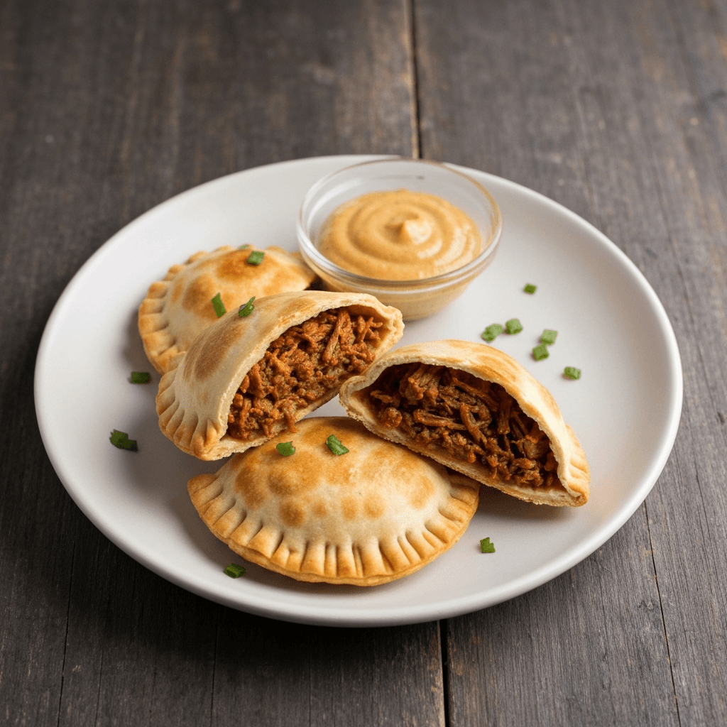 Spicy Ropa Vieja Empanadas with Plantain Dip