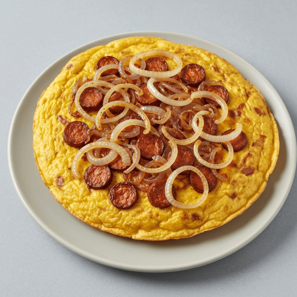 Spanish Tortilla with Caramelized Onions and Chorizo