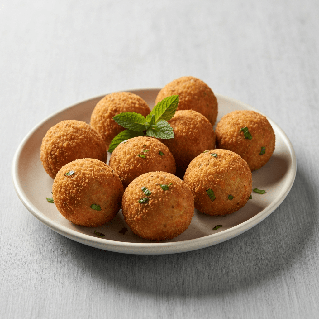 Vegetable Biryani Arancini with Mint-Cilantro Chutney