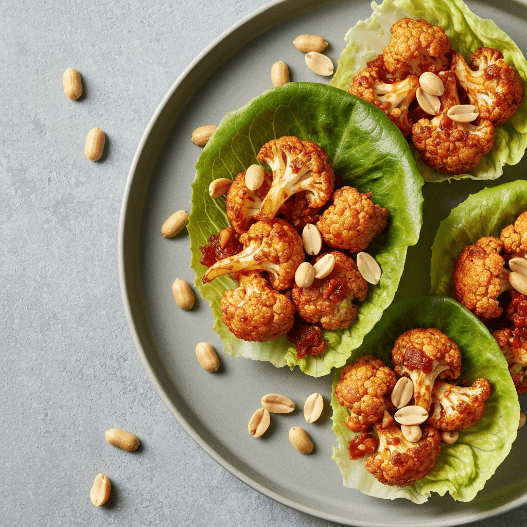 Vegan Cauliflower Manchurian Lettuce Wraps