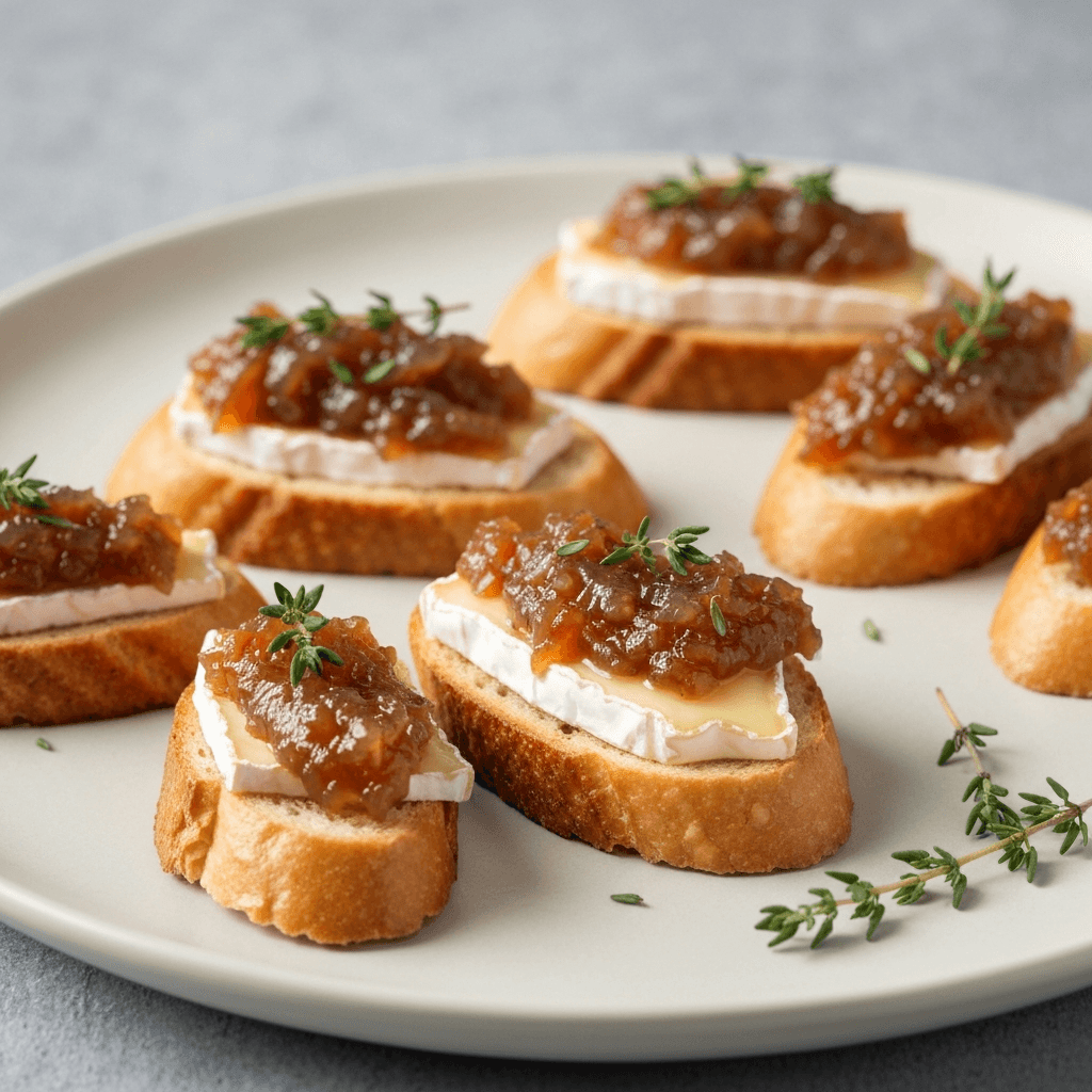 French Onion & Brie Crostini with Thyme