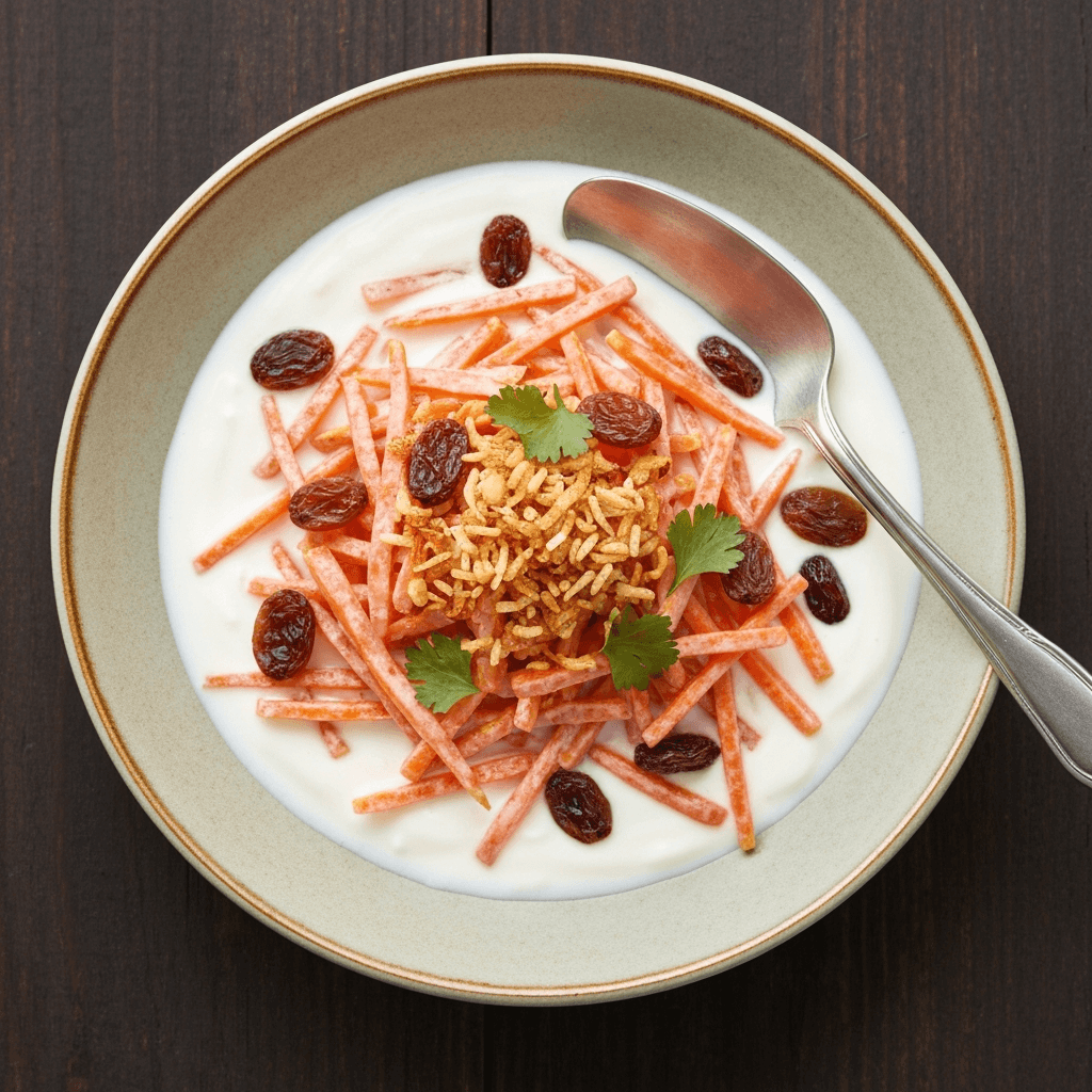 Carrot and Raisin Raita with Toasted Coconut