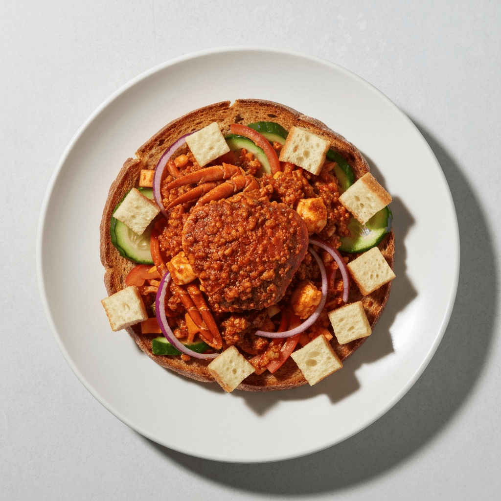 Sourdough Chili Crab 'Rojak' Salad with Toasted Mantou Croutons
