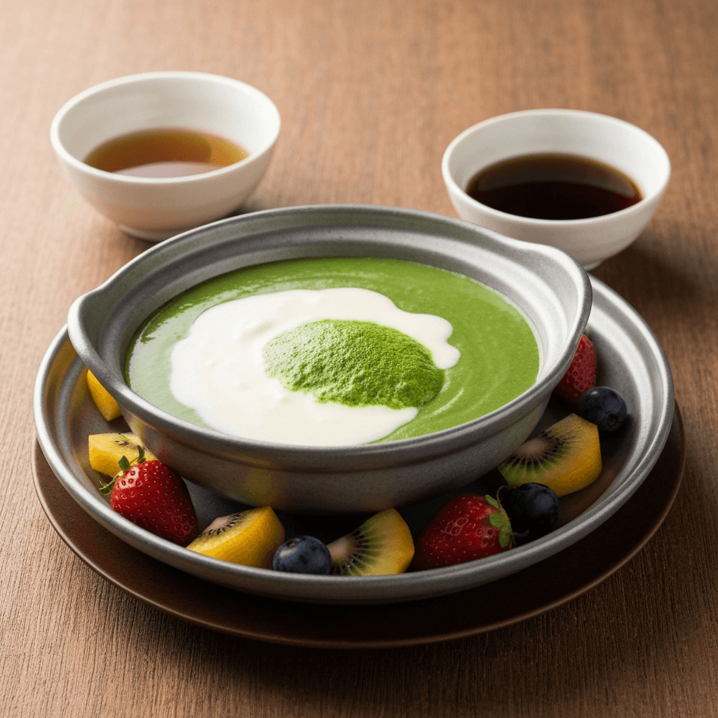 Matcha and White Chocolate Nabe Fondue with Fruit