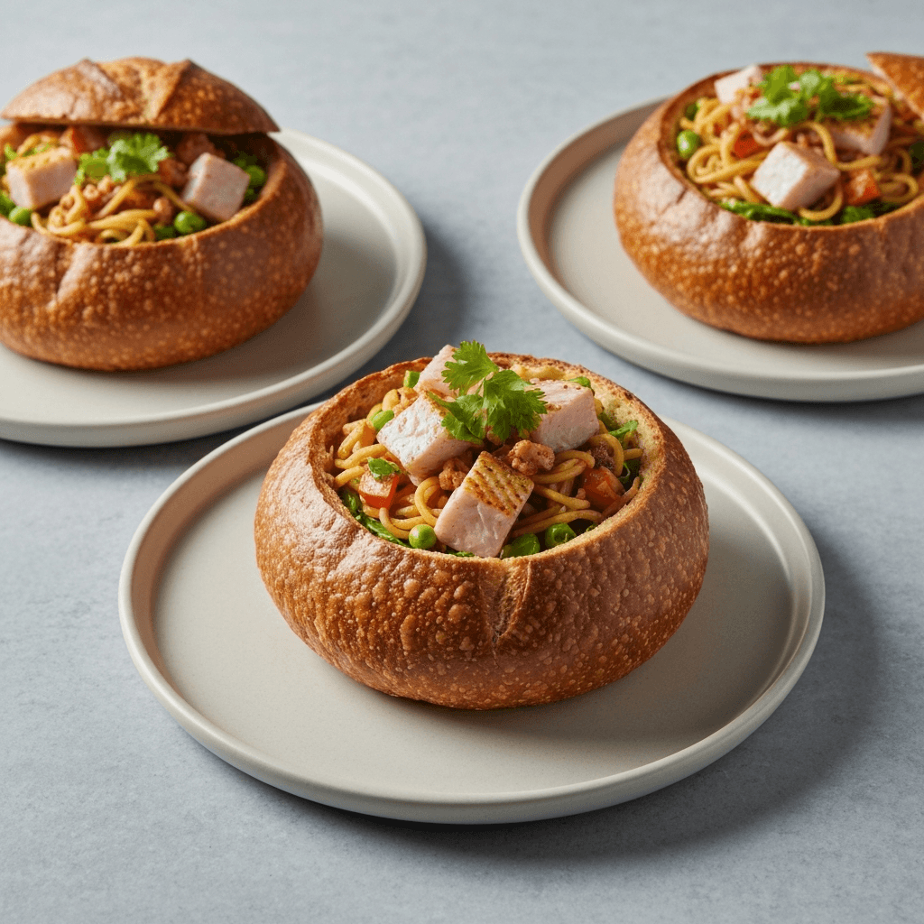 Mee Goreng Inspired Fish Salad in Sourdough Bread Bowls