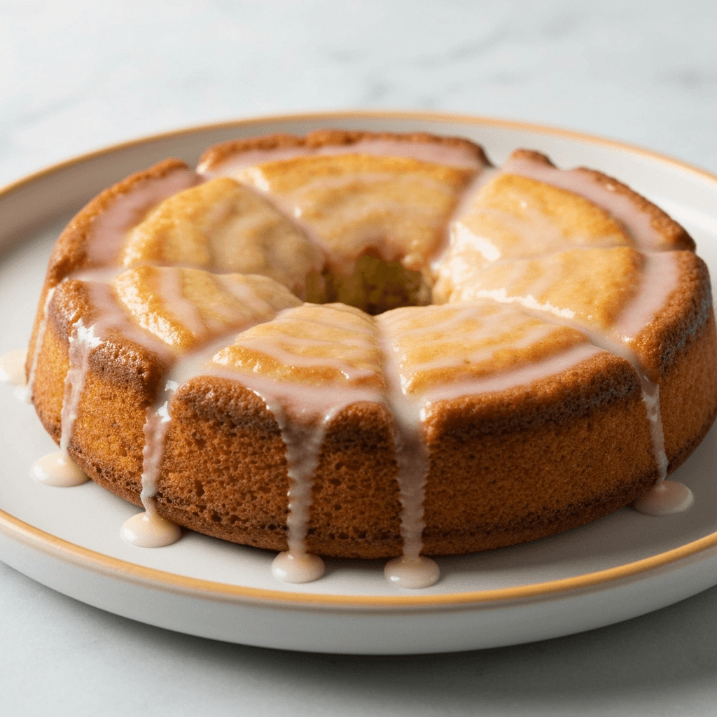Garlic Infused Olive Oil Cake with Lemon Glaze
