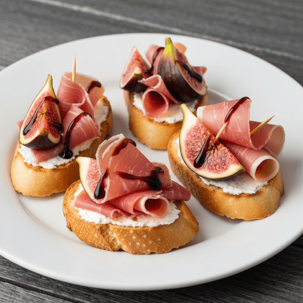 Fig and Prosciutto Bruschetta with Balsamic Glaze