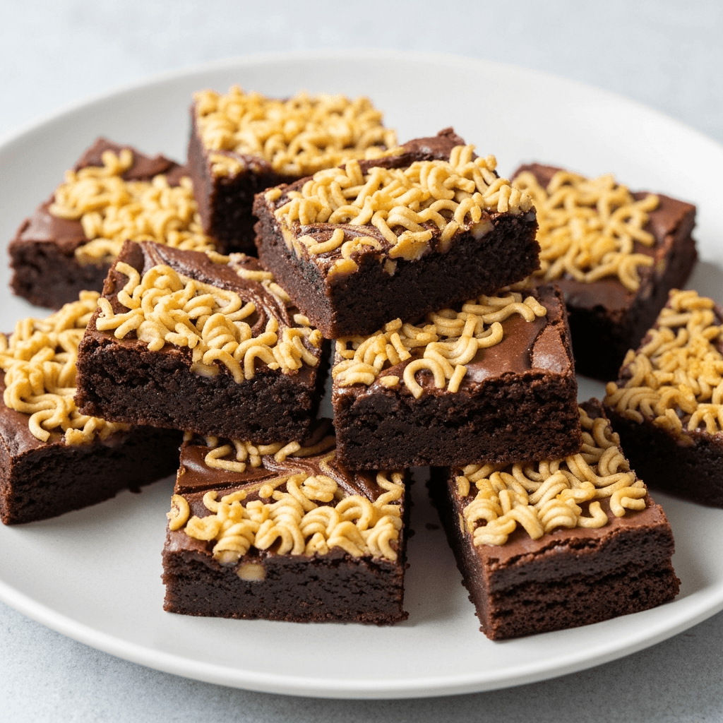 Miso Caramel Ramen Brownies