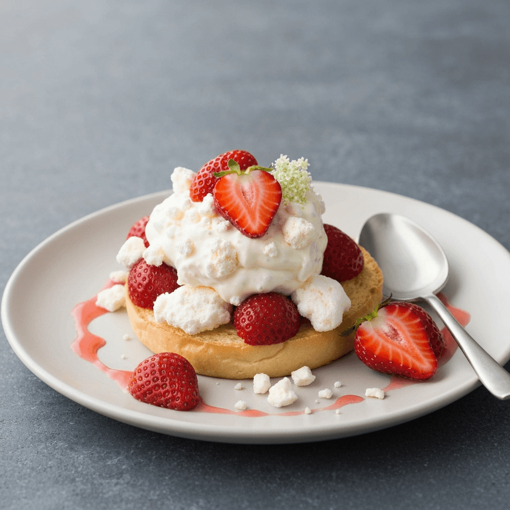 Eton Mess with Strawberries and Elderflower Cream