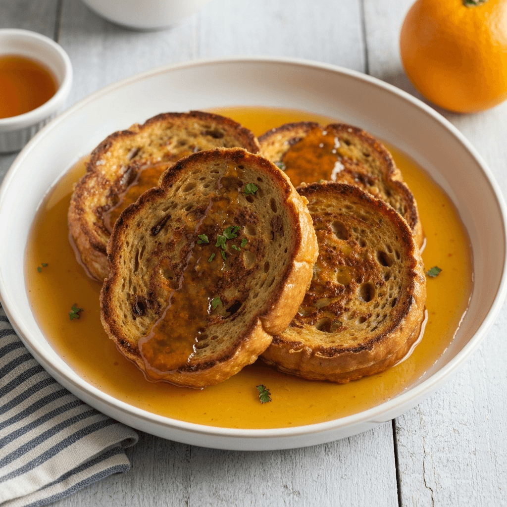 Moroccan Tagine-Spiced French Toast with Orange Syrup
