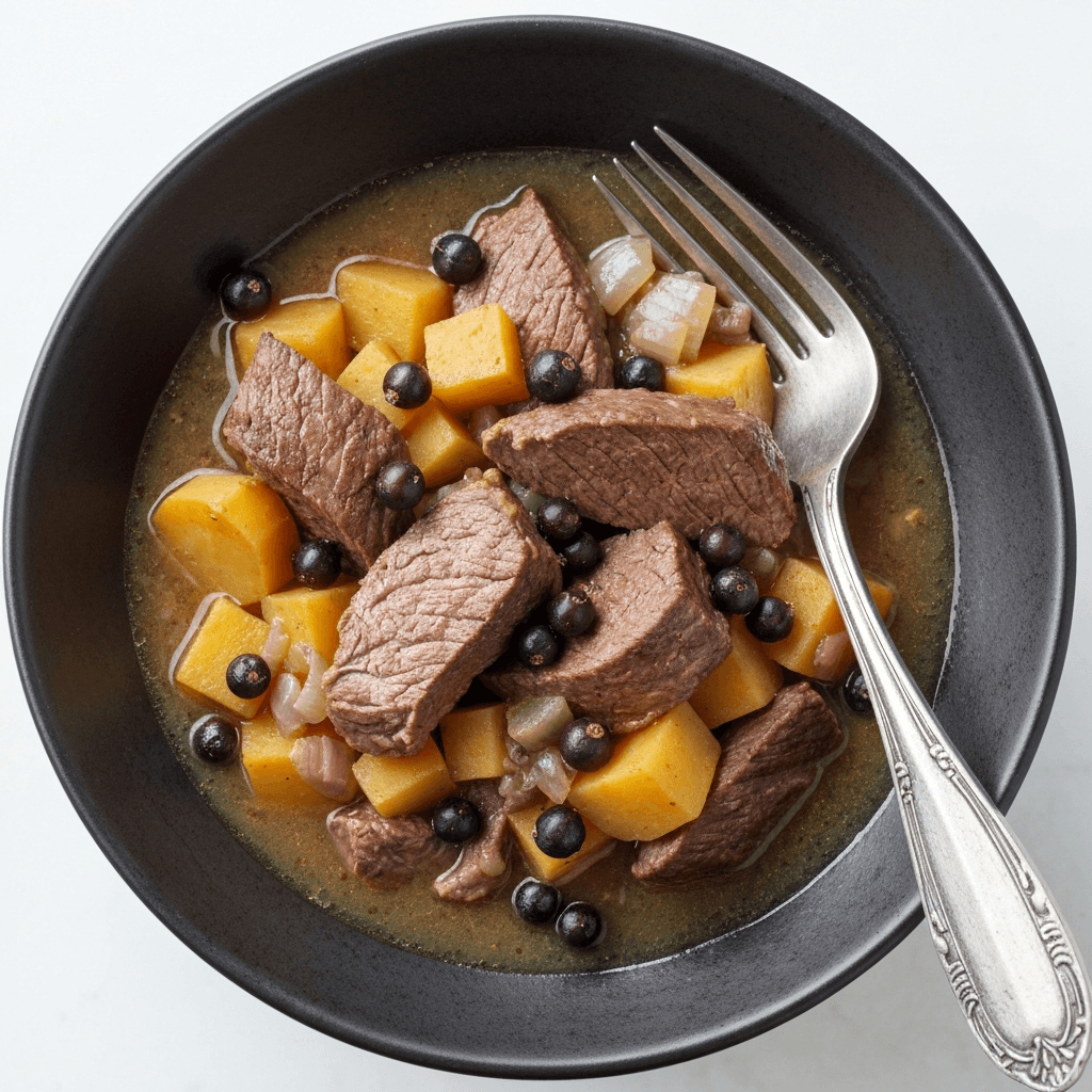 Venison Stew with Root Vegetables and Juniper Berries