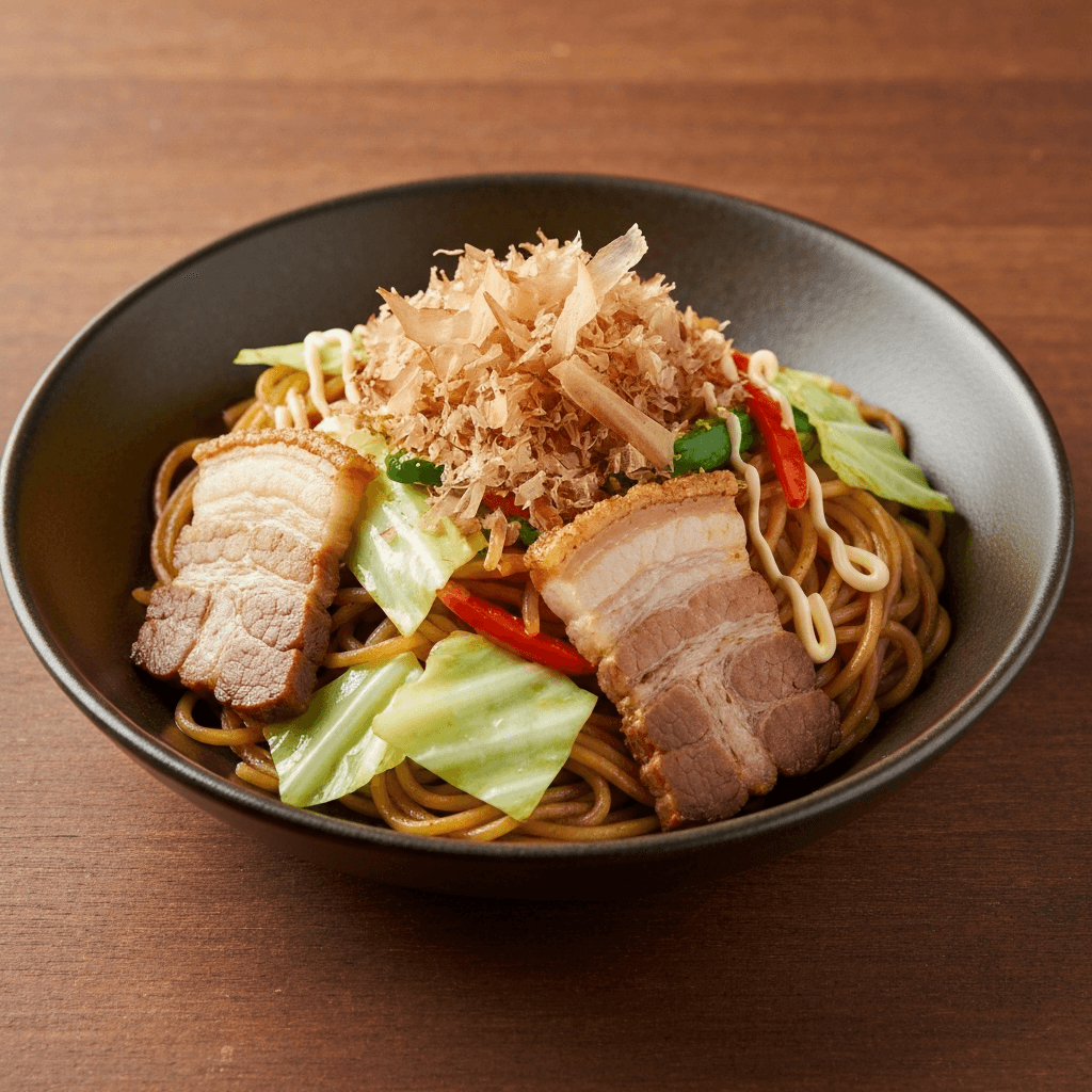 Yakisoba with Pork Belly and Cabbage