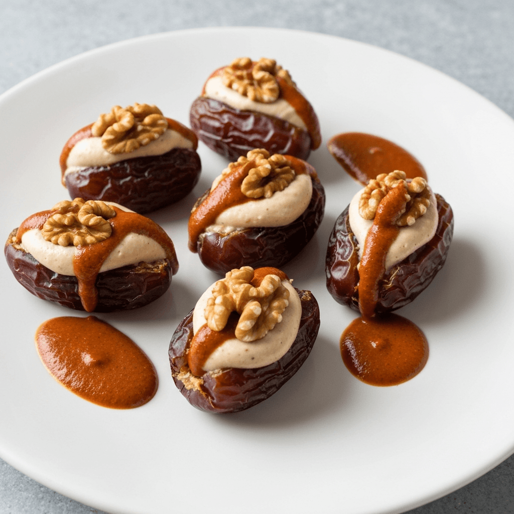Vegan Mole Rojo Stuffed Dates with Walnuts