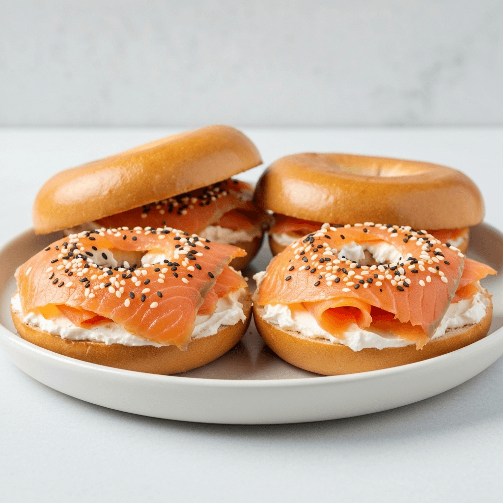 Smoked Salmon and Cream Cheese Bagels with Everything Bagel Seasoning