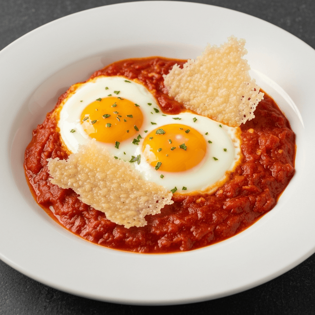 Italian Baked Eggs with Parmesan Crisps