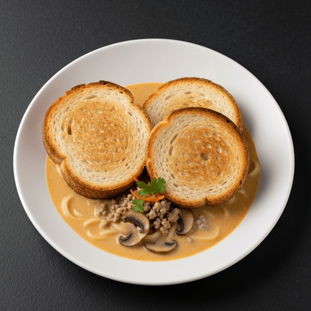 Sourdough Toast Soldiers with Creamy Bak Chor Mee Soup