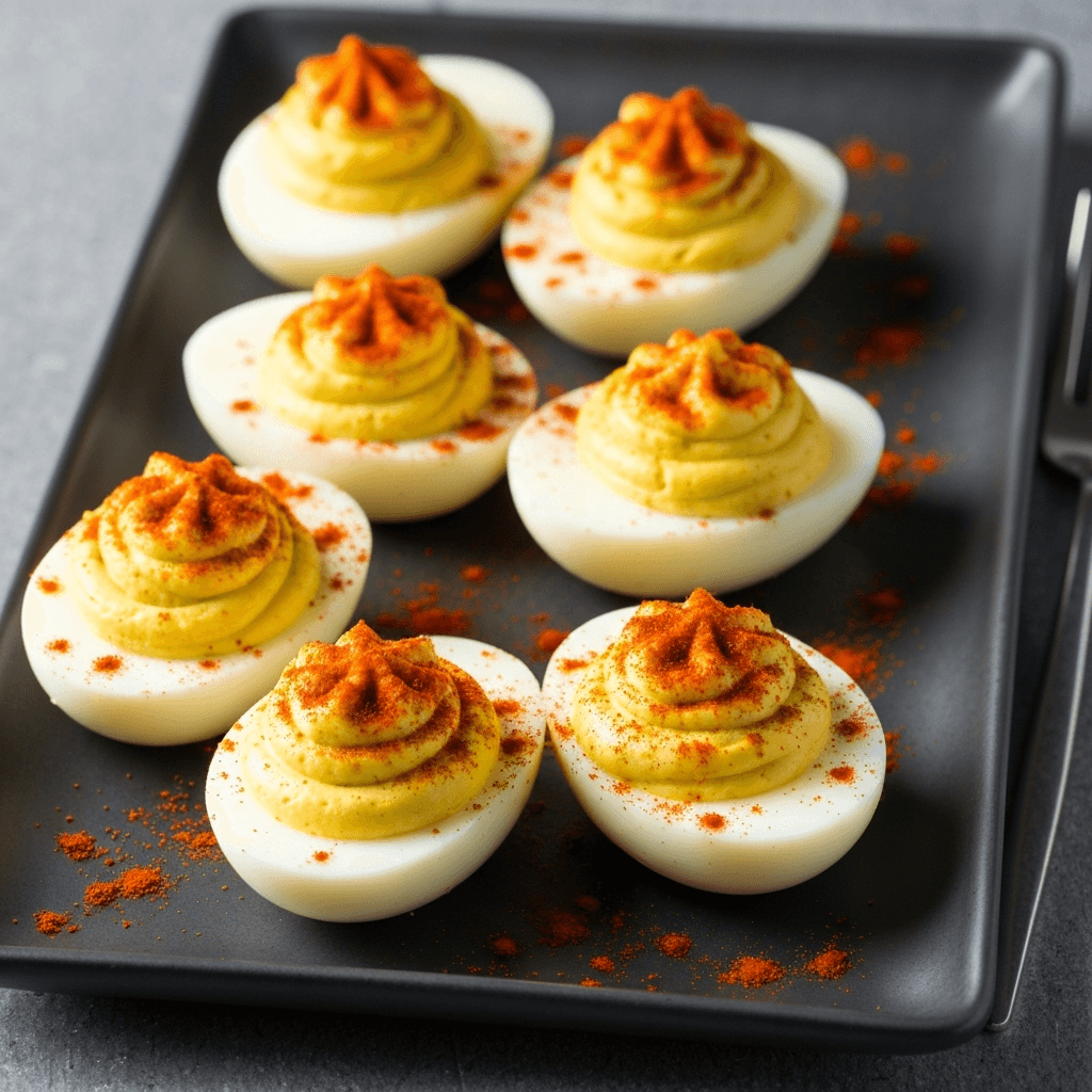 Indian Curry Deviled Eggs with Paprika