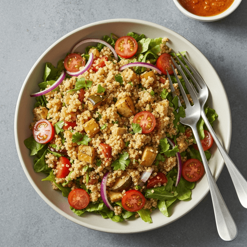 Moroccan Tagine-Spiced Quinoa Salad with Roasted Vegetables