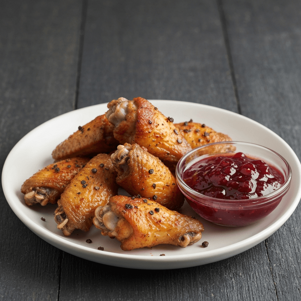 Szechuan Peppercorn Chicken Wings with Cranberry Dipping Sauce