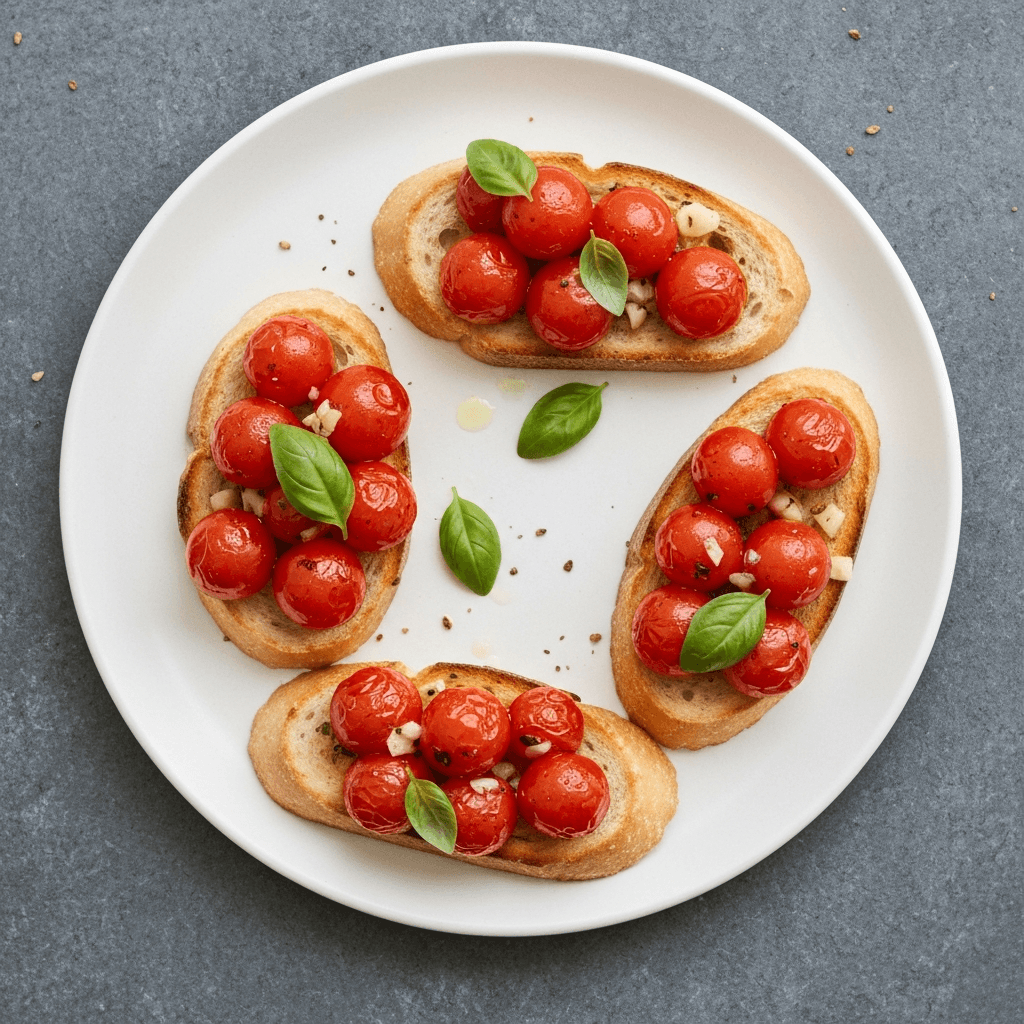 Bruschetta with Roasted Cherry Tomatoes and Basil