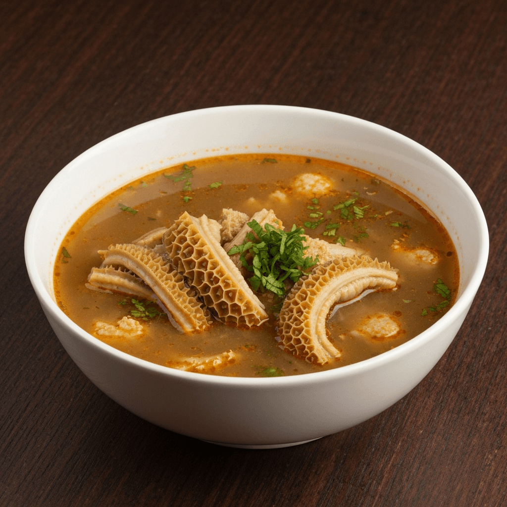 Sopa de Mondongo (Colombian Tripe Soup) with Herbs and Vegetables