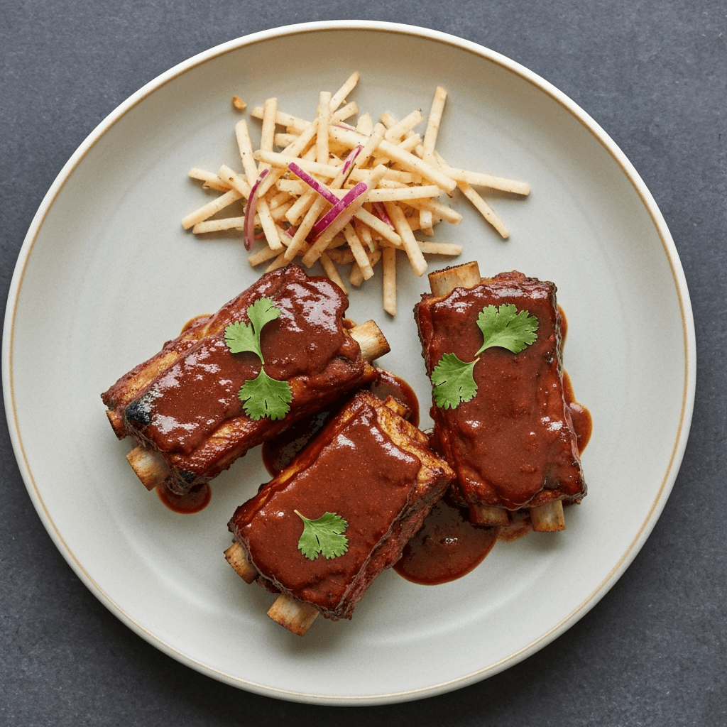 Mole-Glazed Pork Ribs with Jicama Slaw