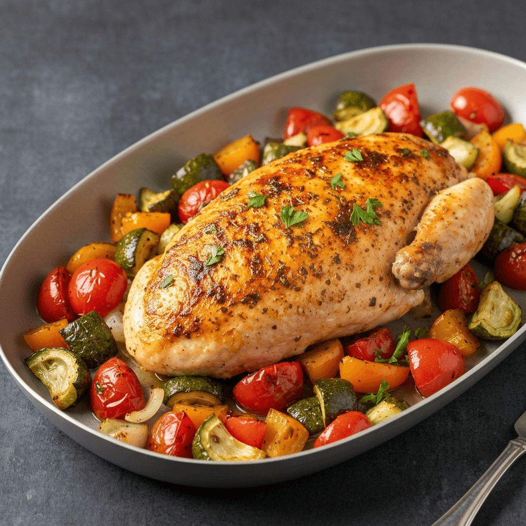 Mediterranean Baked Chicken with Roasted Vegetables