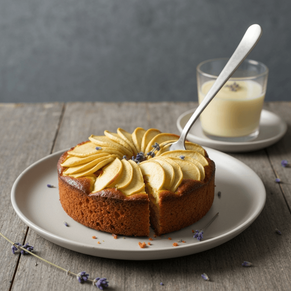 Jersey Apple Cake with Lavender Honey Glaze