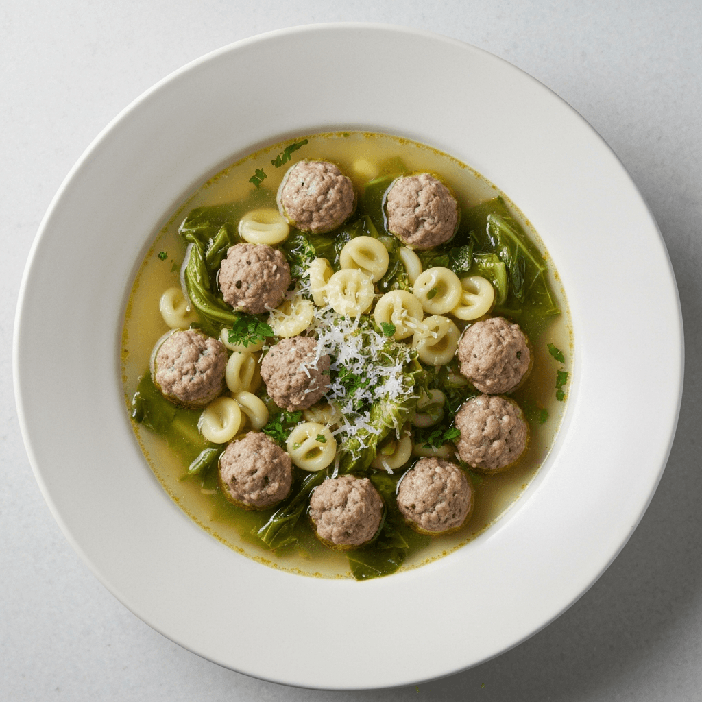 Italian Wedding Soup with Meatballs and Escarole