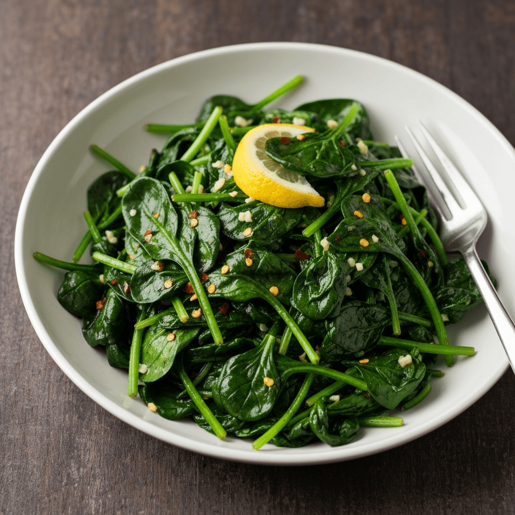 Garlic and Lemon Pan-Fried Spinach