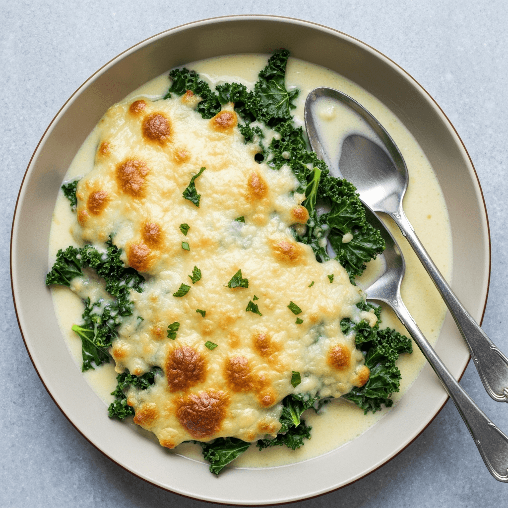 Creamy Jersey Milk & Kale Gratin