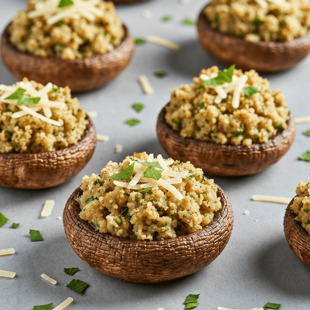 Garlic & Herb Stuffed Mushrooms with Breadcrumbs