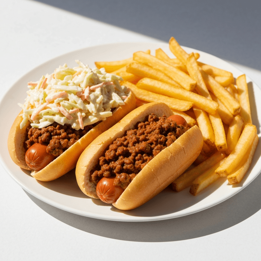 Chili Dogs with Homemade Coleslaw