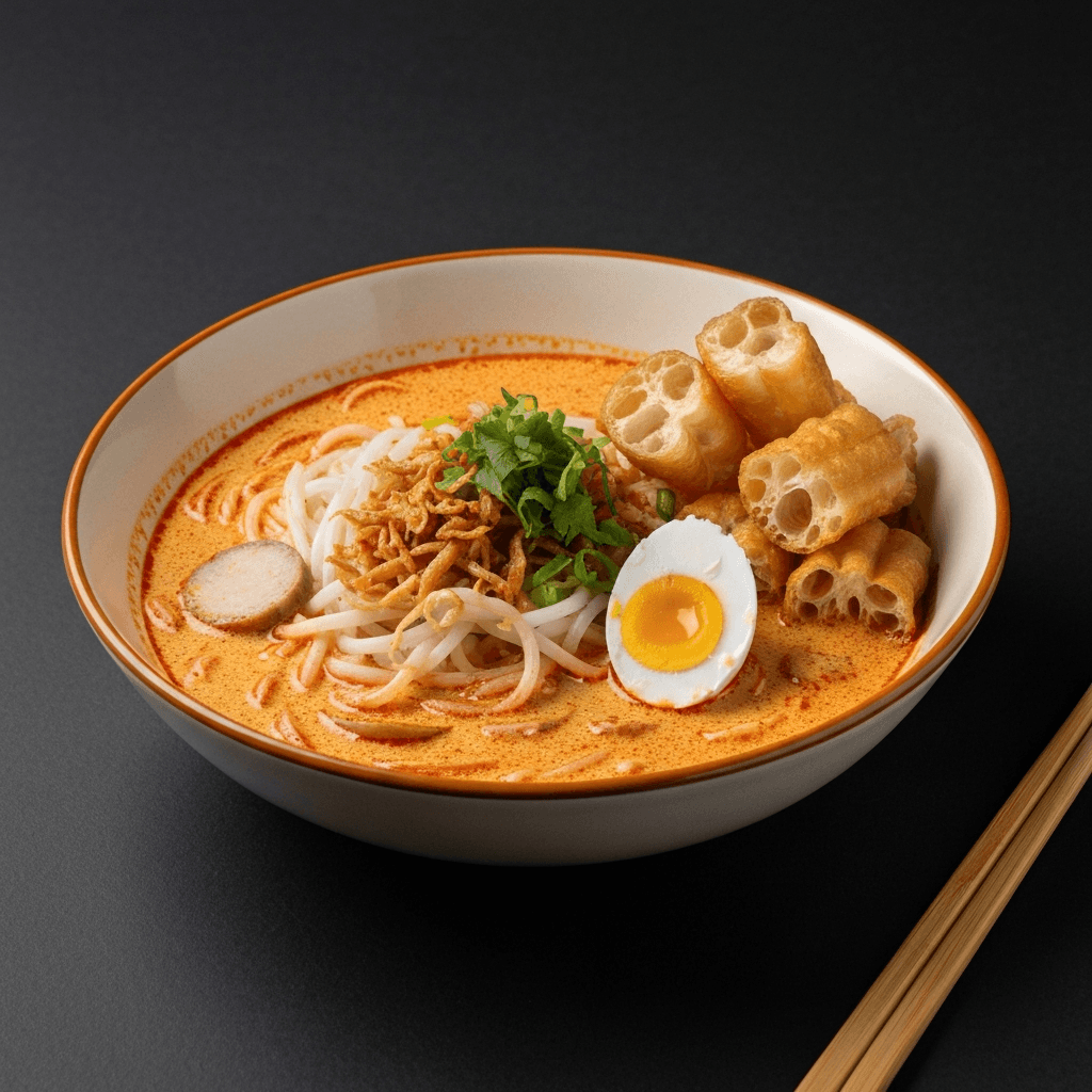 Seafood White Bee Hoon Laksa Soup with Salted Egg You Tiao Dip