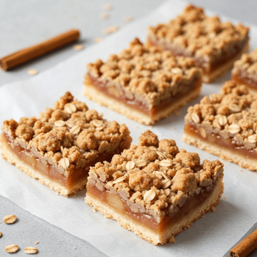 German Apple Crumble Bars with Cinnamon Oat Topping